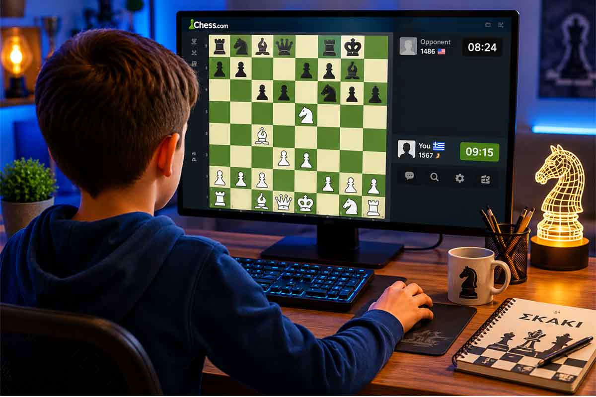 παιδί παίζει online σκάκι